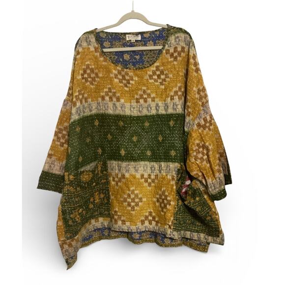 Kantha Bae Free Size Boxy traditional running stitch repurposed vintage textiles - Picture 2 of 7